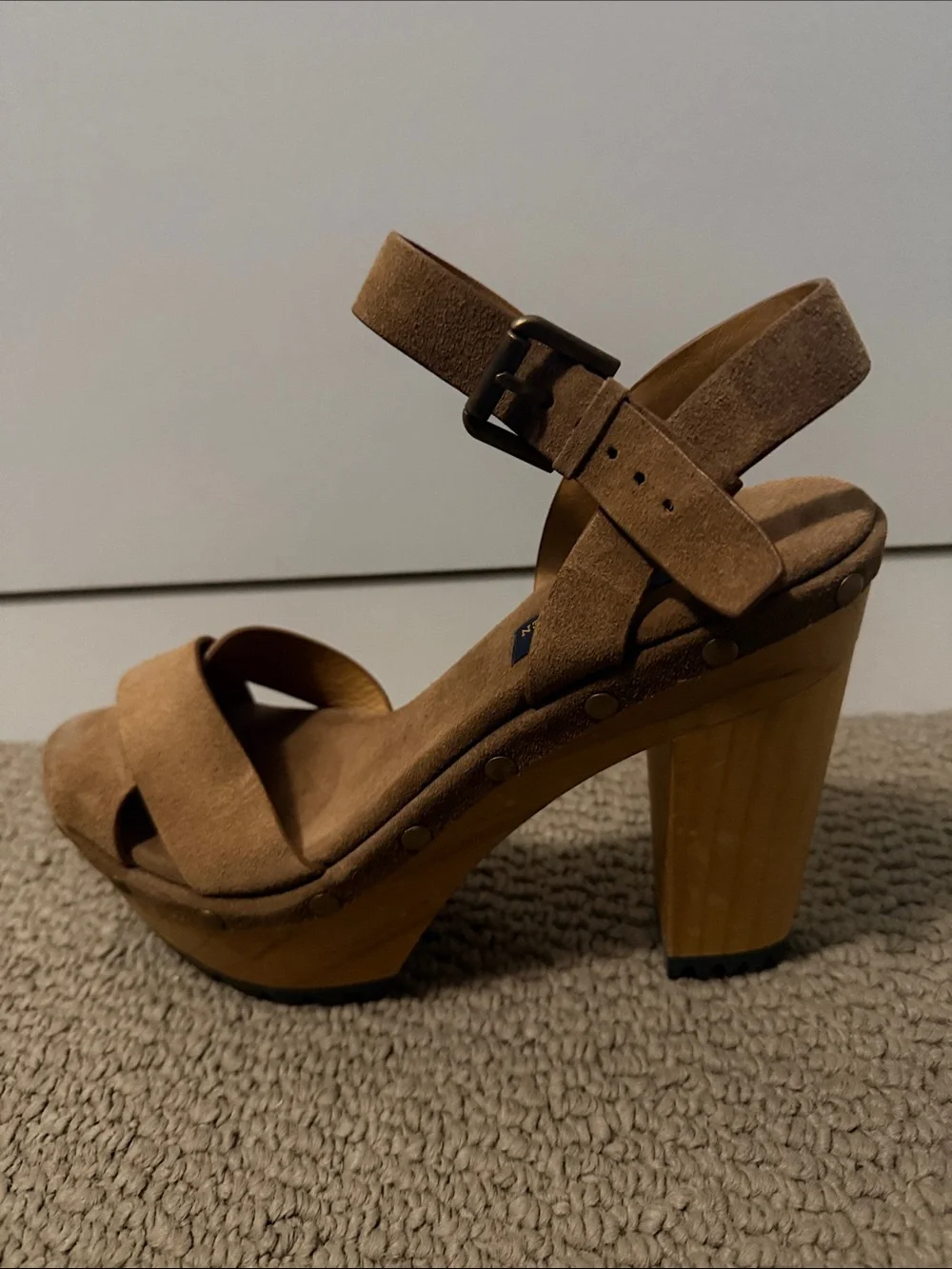 Polo by Ralph Lauren Brown Suede Platform Sandals - Picture 3 of 7